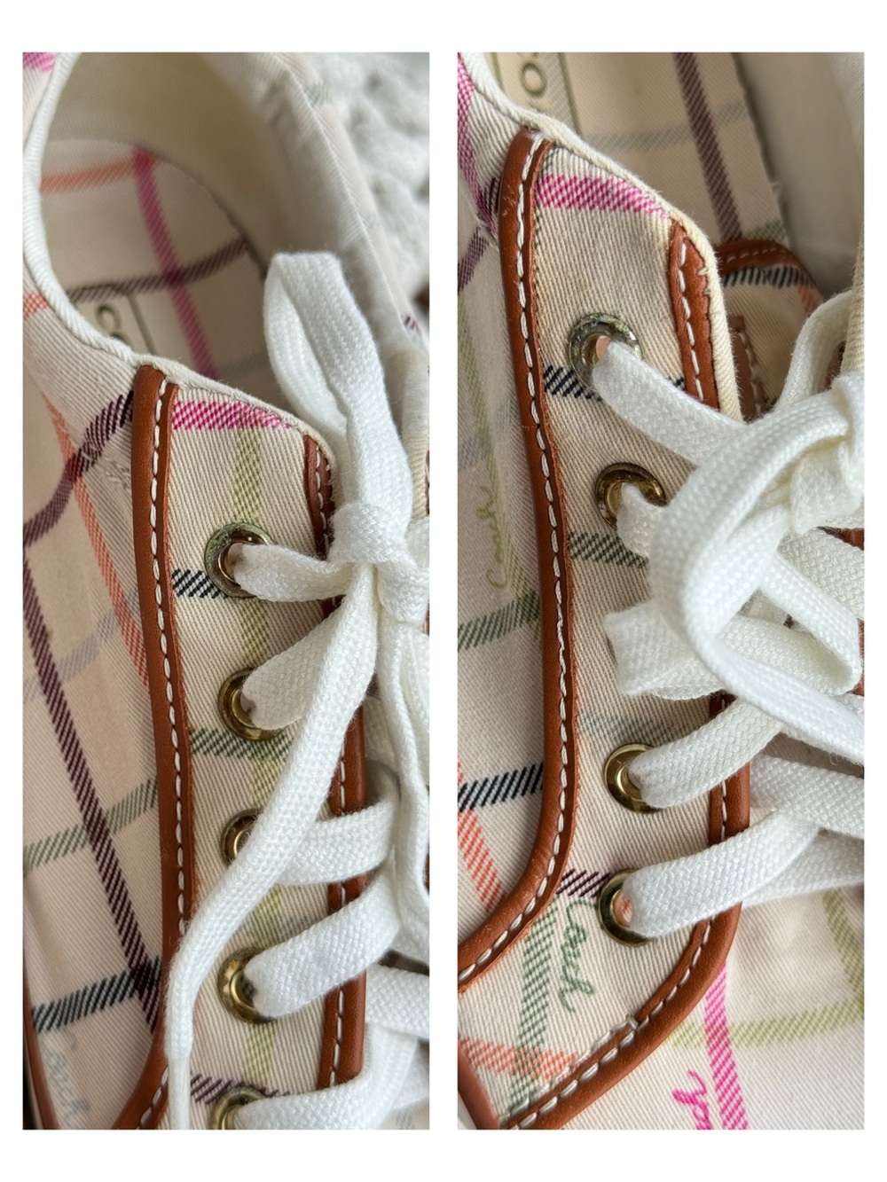 Coach Barrett Plaid Canvas Sneakers Women’s Size 10M Brown Trim Lace Up Shoes - Picture 13 of 13